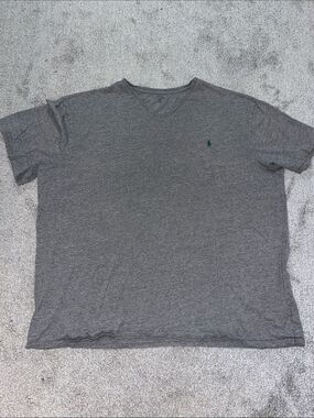Gray V neck Polo by Ralph Lauren SS Cotton Green Pony Tee T Shirt 4XLT Tall spot
